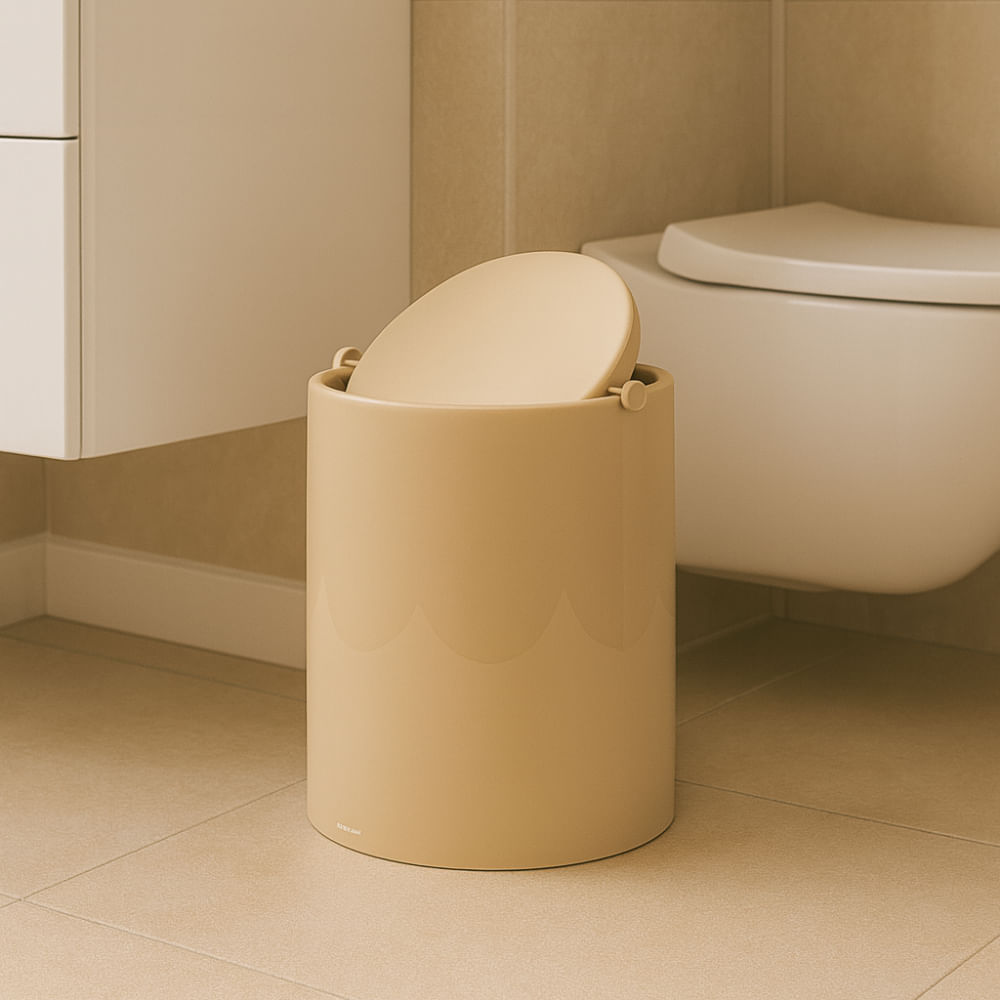 Lixeira Eixo Redonda Areia Brilhante Banho Mais